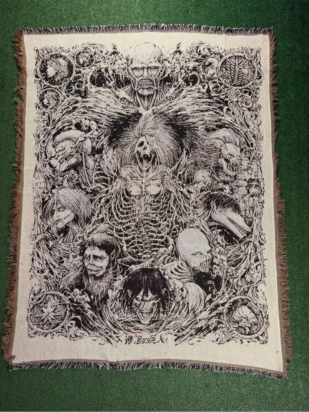 Attack on Titan Black & White Woven Tapestry Blanket
